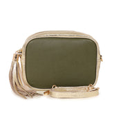 Khaki Gold Two Tone Crossbody Bag